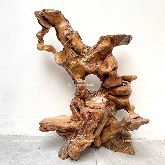 Natural Camphor Wood Root Carving Display Stand – Solid Wood Bonsai & Art Pedestal