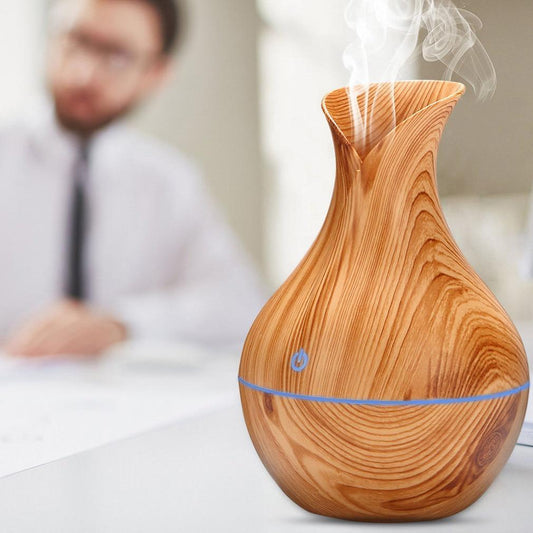 Essential Oil Diffuser 130ml Wood Grain Vase