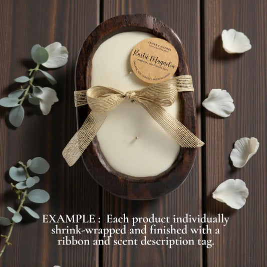 Rustic Magnolia Wooden Bowl Candle