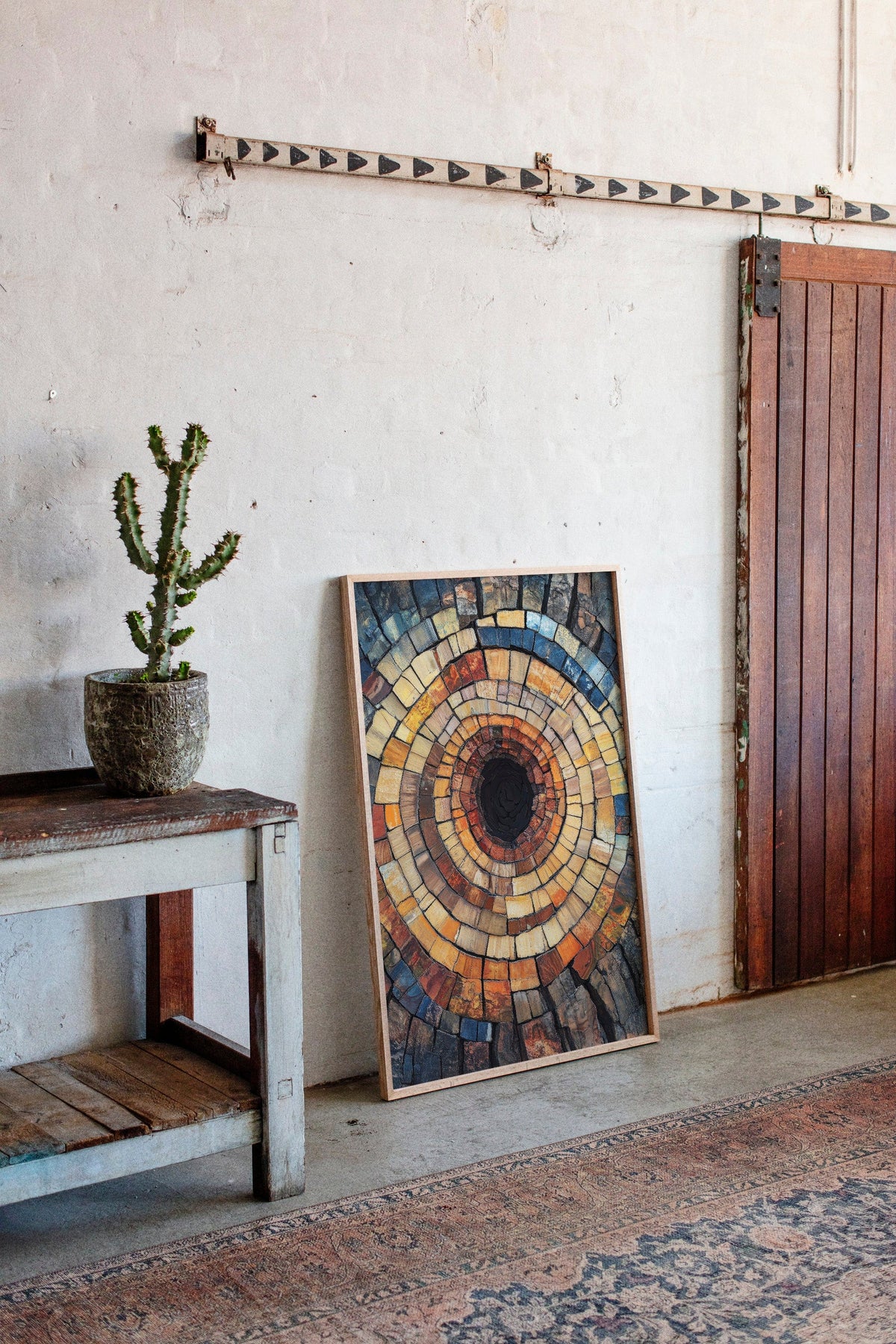 Rustic Petrified Wood Spiral Wall Art