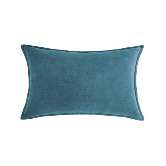 Velvet Lumbar Pillow With Flange Edge
