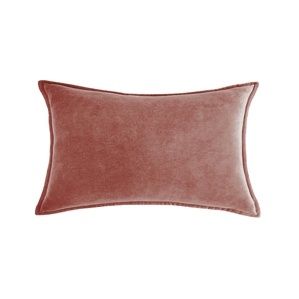Velvet Lumbar Pillow With Flange Edge