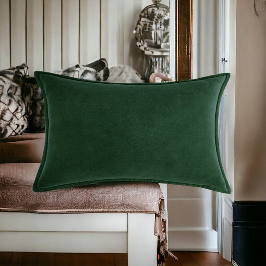 Velvet Lumbar Pillow With Flange Edge