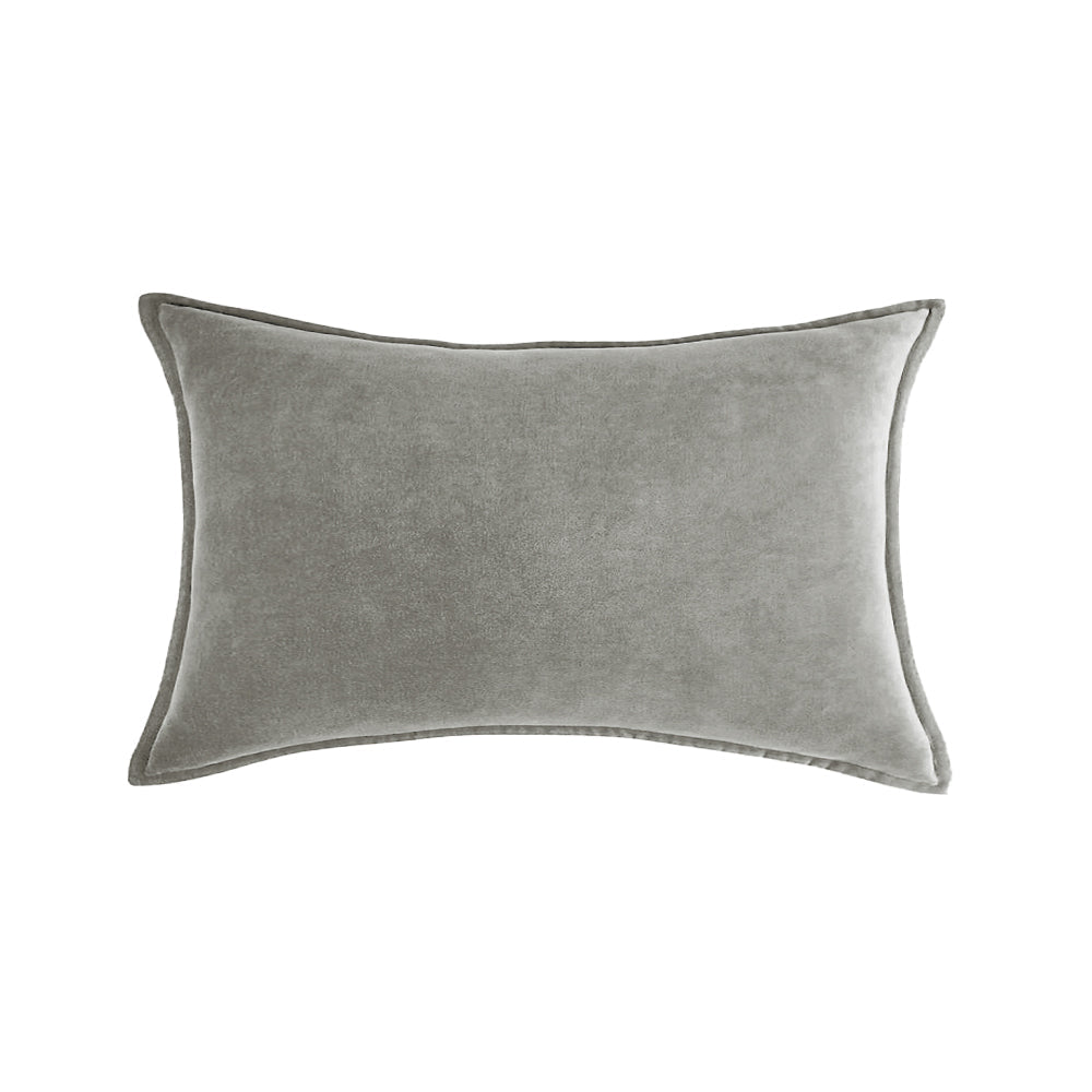 Velvet Lumbar Pillow With Flange Edge