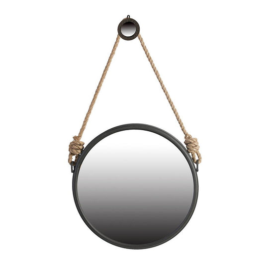 Cleveland Mirror With Rope Strap Round Metal Frame