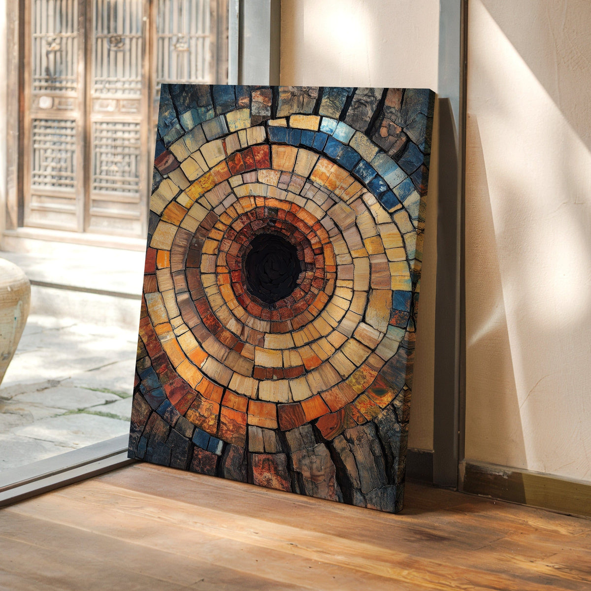 Rustic Petrified Wood Spiral Wall Art
