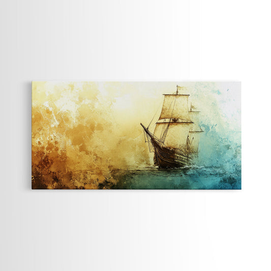 Neutral Abstract Pirate Ship Canvas Print