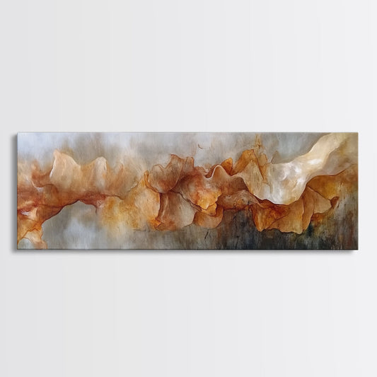 Abstract Flow, Earthy Tones, Framed Canvas Print