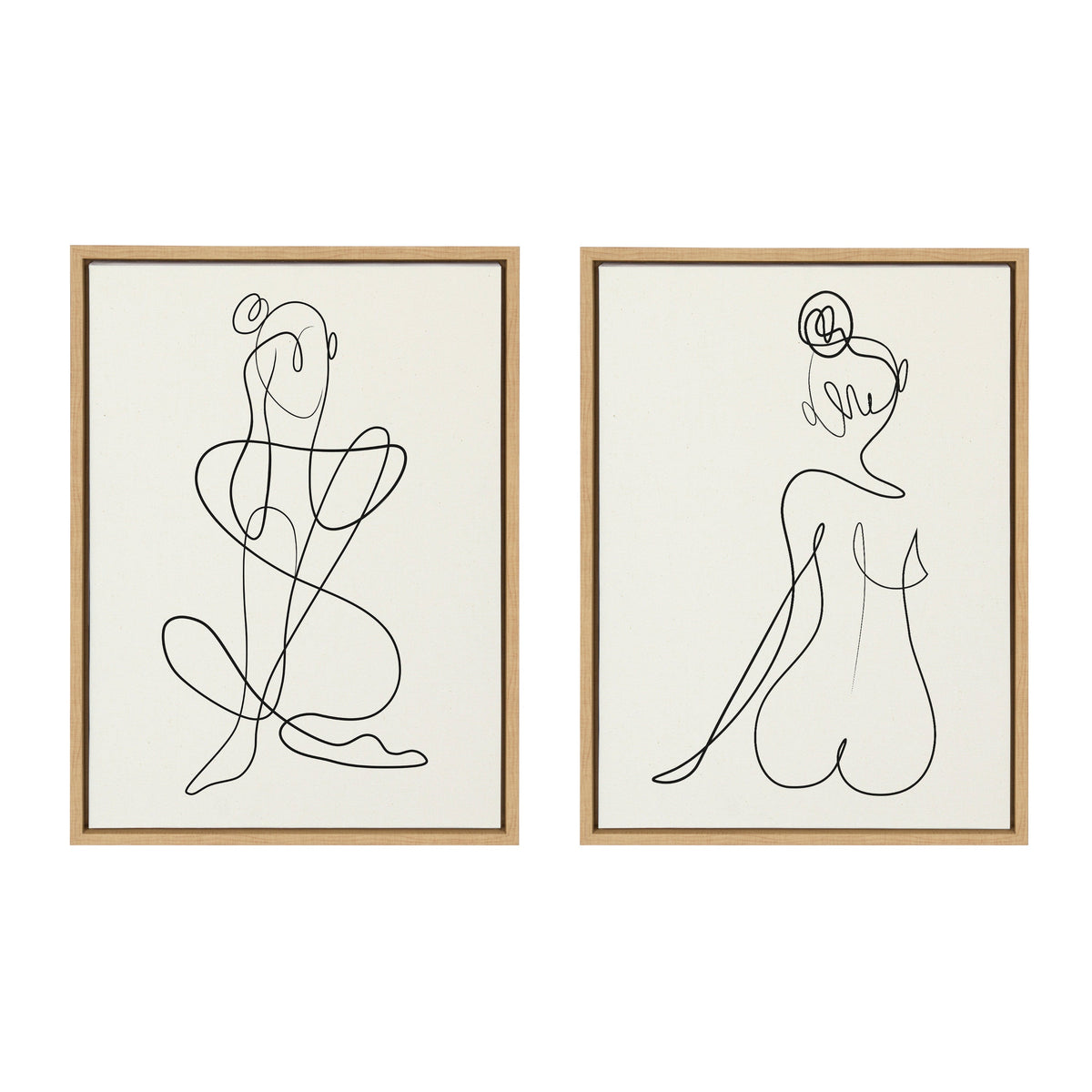 Sylvie Thinking of You Line Art and Sitting Beauty Framed Canvas Set by Rachel Lee of My Dream Wall