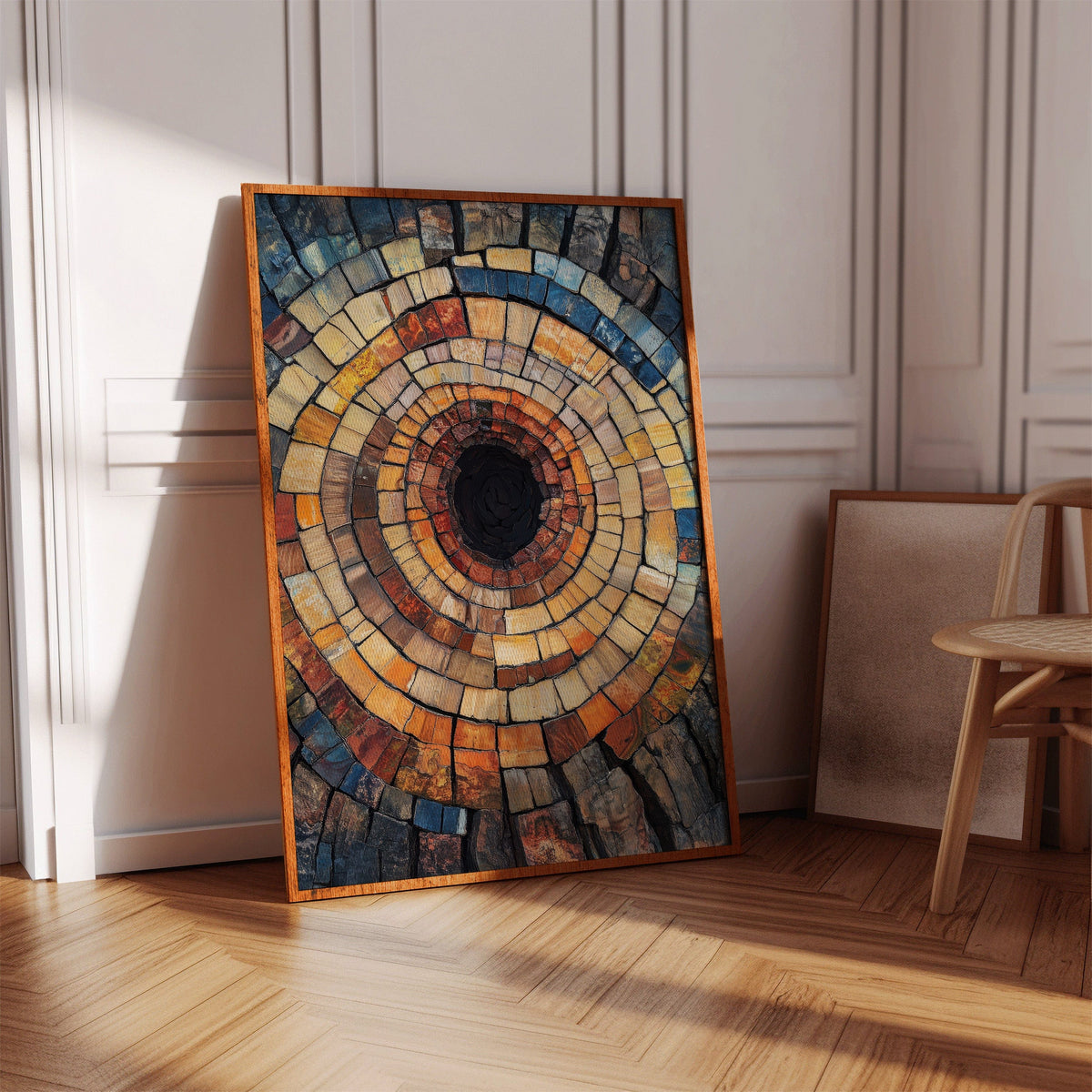 Rustic Petrified Wood Spiral Wall Art