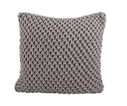 Fennco Styles Sheridan Knitted Design Decorative Down Filled Cotton Throw Pillow 20 x 20 Inch - Grey Throw Pillow for Home, Couch, Living Room and Bedroom Decor