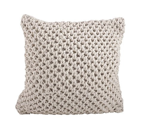 Fennco Styles Sheridan Knitted Design Decorative Down Filled Cotton Throw Pillow 20 x 20 Inch - Grey Throw Pillow for Home, Couch, Living Room and Bedroom Decor