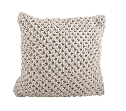 Fennco Styles Sheridan Knitted Design Decorative Down Filled Cotton Throw Pillow 20 x 20 Inch - Grey Throw Pillow for Home, Couch, Living Room and Bedroom Decor