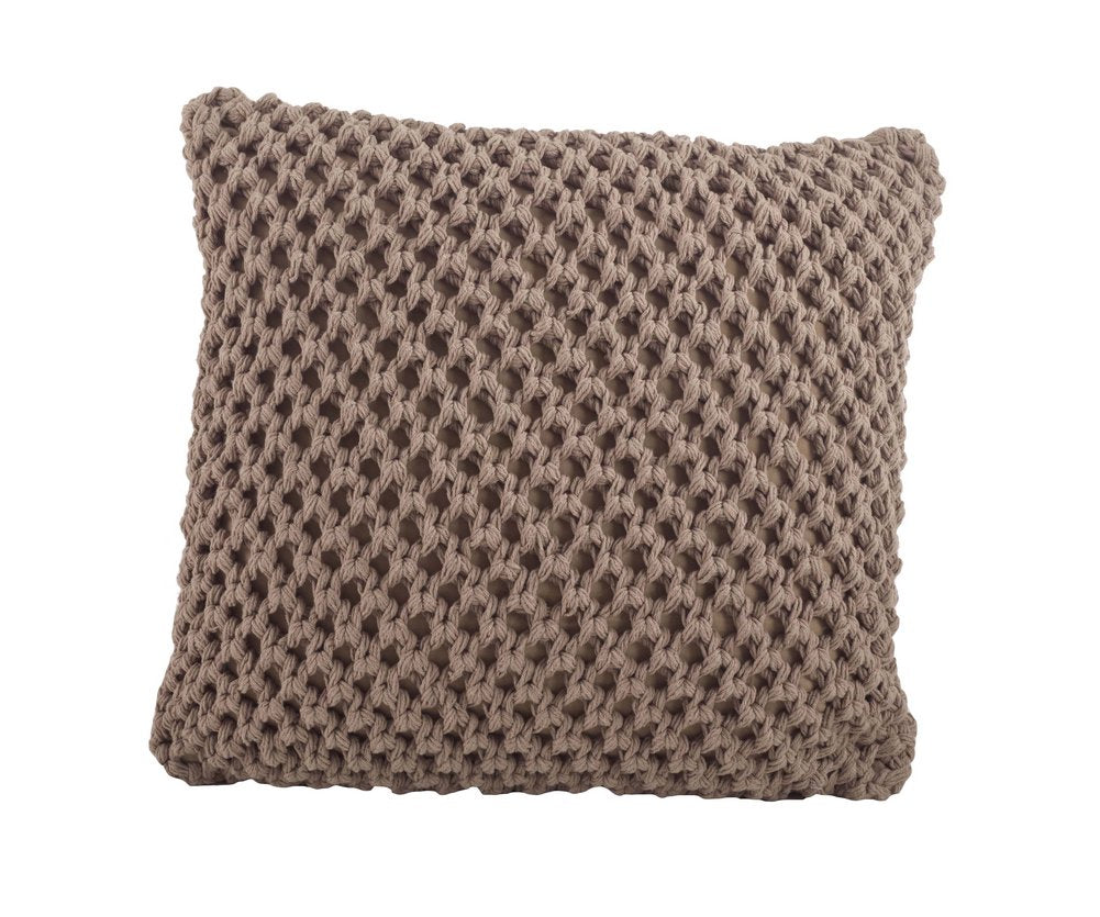 Fennco Styles Sheridan Knitted Design Decorative Down Filled Cotton Throw Pillow 20 x 20 Inch - Grey Throw Pillow for Home, Couch, Living Room and Bedroom Decor