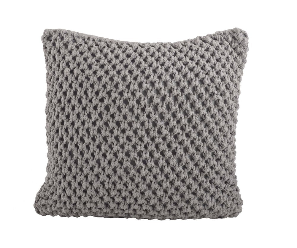Fennco Styles Sheridan Knitted Design Decorative Down Filled Cotton Throw Pillow 20 x 20 Inch - Grey Throw Pillow for Home, Couch, Living Room and Bedroom Decor