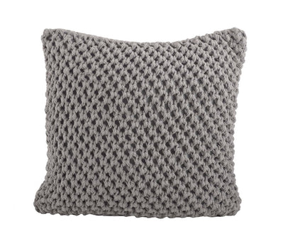 Fennco Styles Sheridan Knitted Design Decorative Down Filled Cotton Throw Pillow 20 x 20 Inch - Grey Throw Pillow for Home, Couch, Living Room and Bedroom Decor