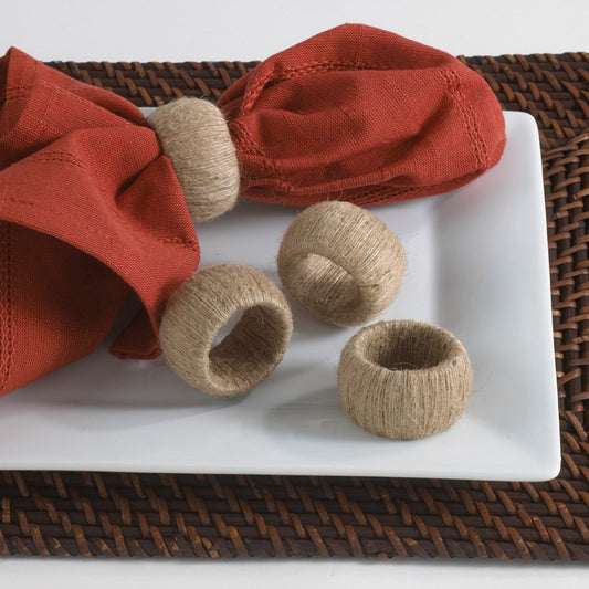 Jute Design Napkin Rings, Set of 4