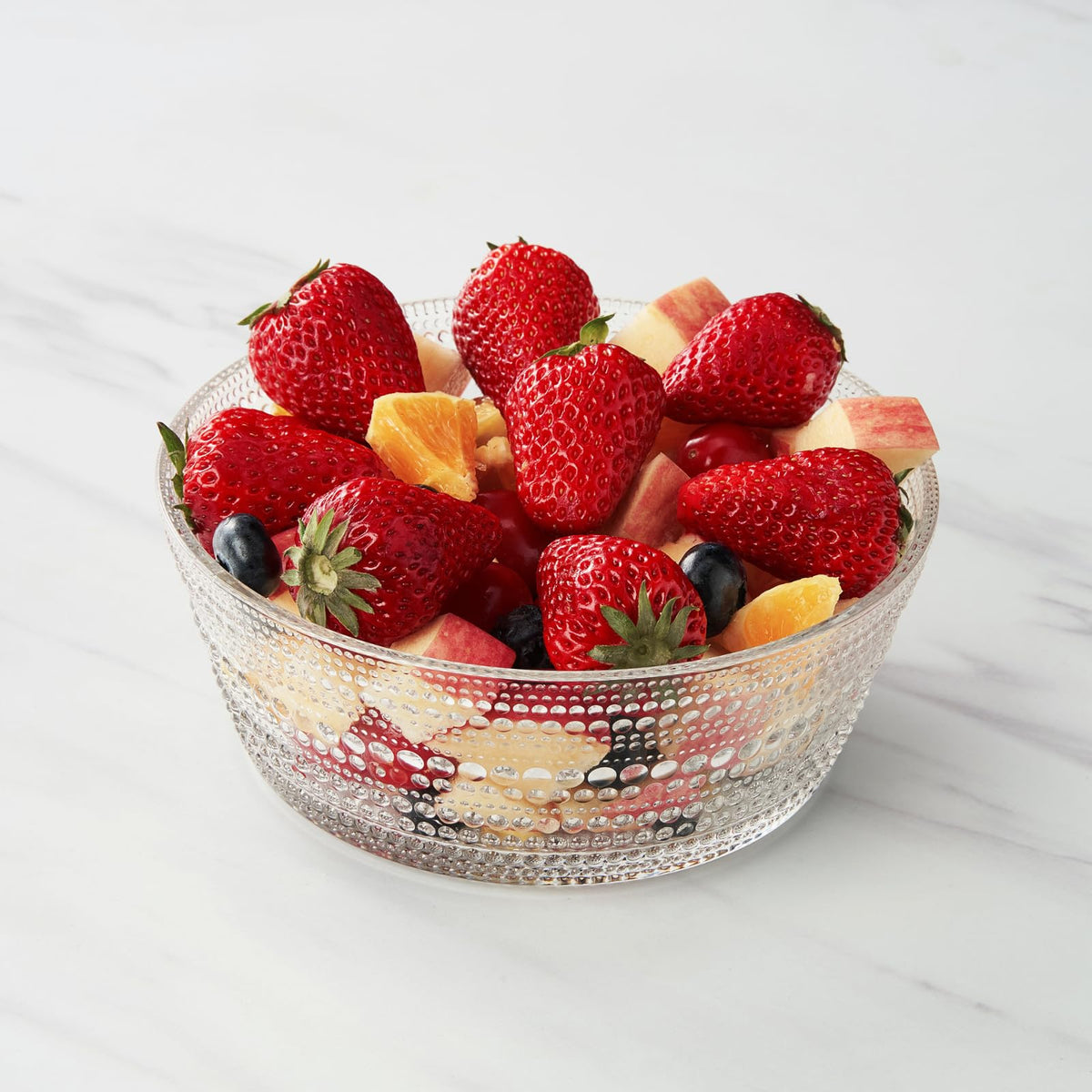 Khen Hobnail Glass Bowl Clear Vintage Style Textured Borosilicate - 10 Inch