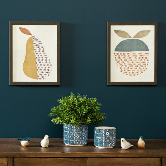 Ceramic Blue and White Ornamental set of 2