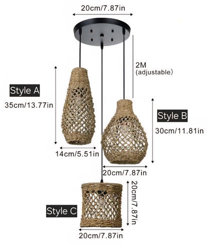 Set 3 Coastal Trio Jute Pendant Lights