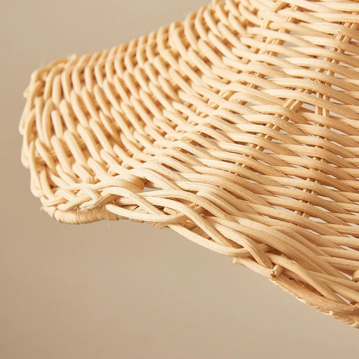 Witch Hat Rattan Pendant Light - Modern Boho Hanging Lamp