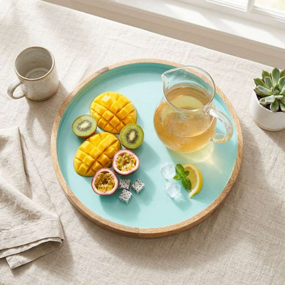 Blue Round Mango Wood Platter