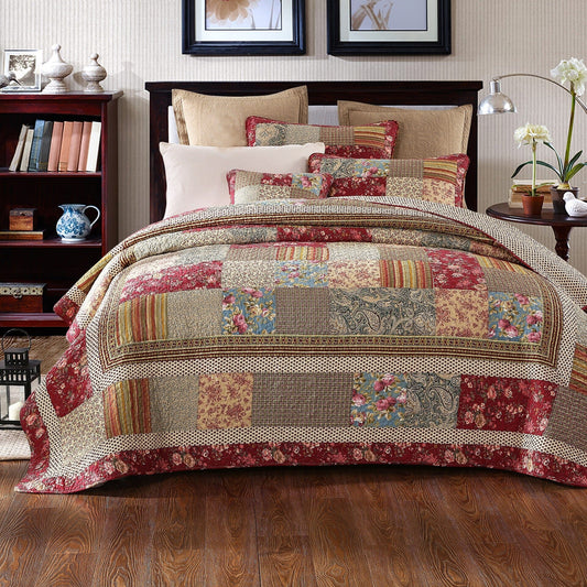 Floral Cotton Patchwork Quilt Set