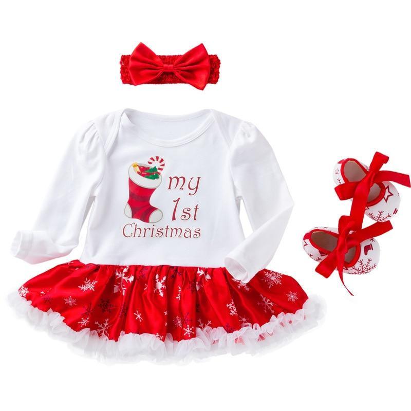 Cute Deer Christmas Long Sleeve Baby Girl Clothes