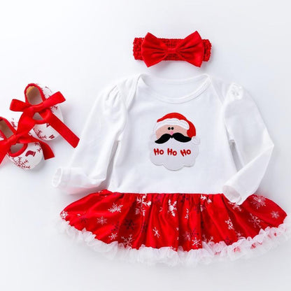 Cute Deer Christmas Long Sleeve Baby Girl Clothes
