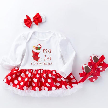 Cute Deer Christmas Long Sleeve Baby Girl Clothes