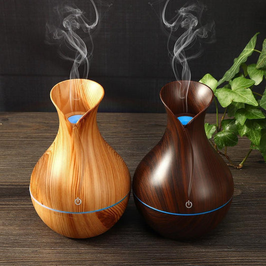 Essential Oil Diffuser 130ml Wood Grain Vase