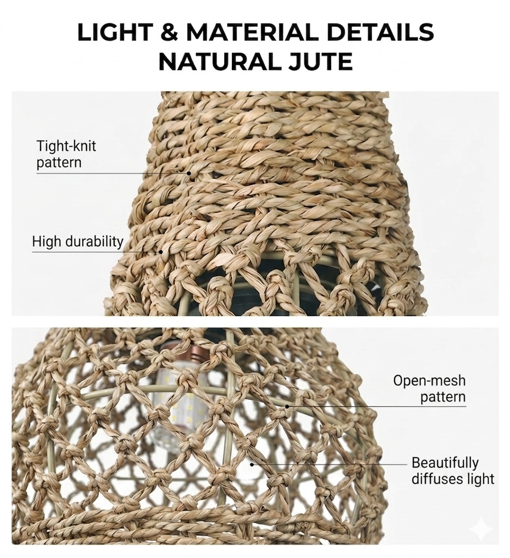 Set 3 Coastal Trio Jute Pendant Lights