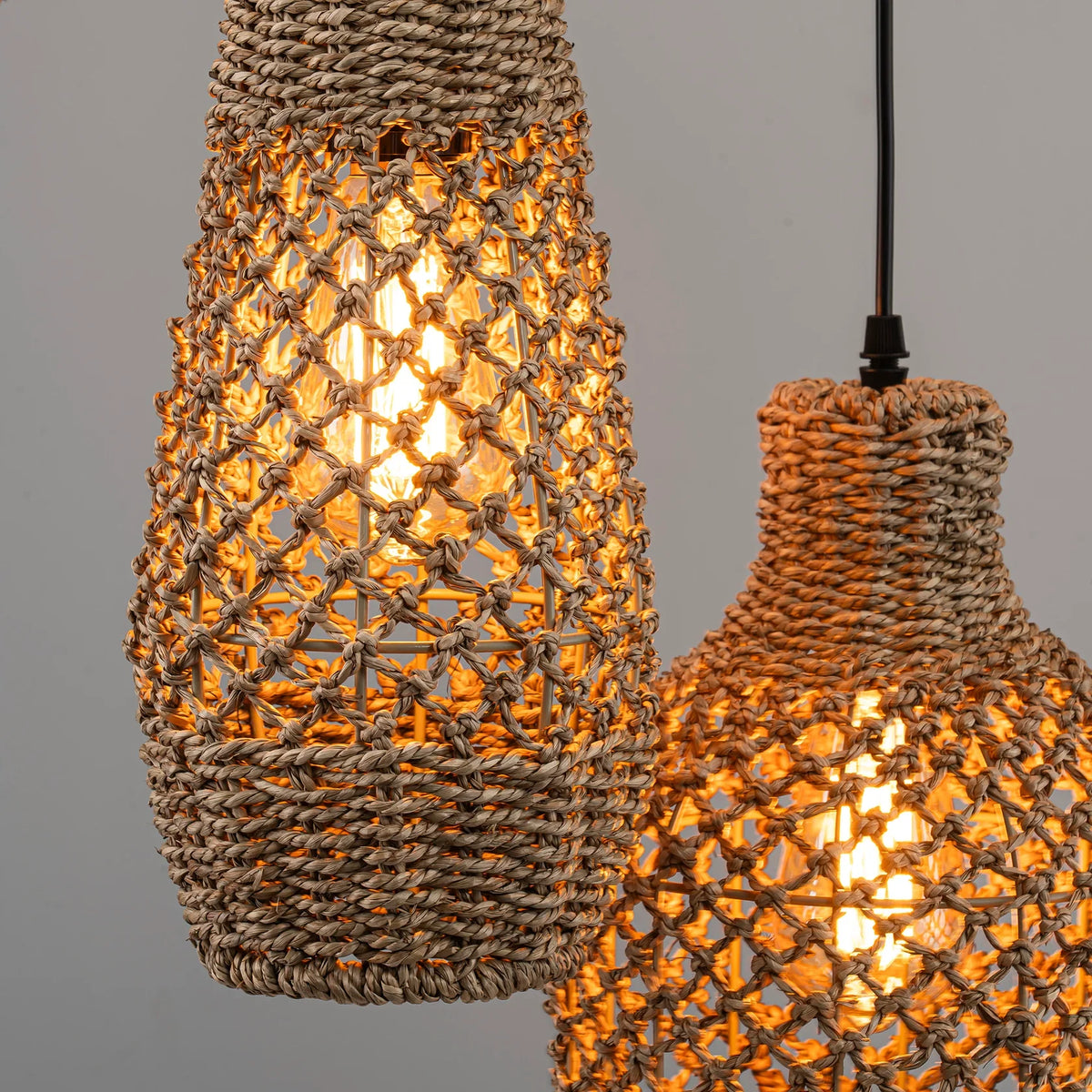 Set 3 Coastal Trio Jute Pendant Lights