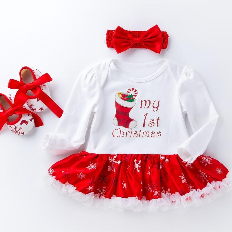 Cute Deer Christmas Long Sleeve Baby Girl Clothes