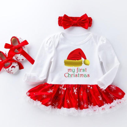 Cute Deer Christmas Long Sleeve Baby Girl Clothes