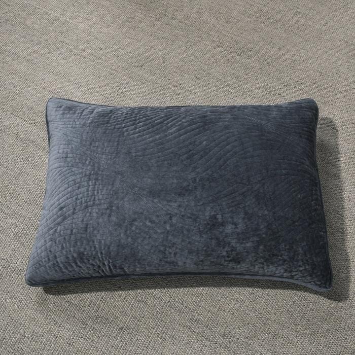Navy Blue Waves Velvet Quilt Set