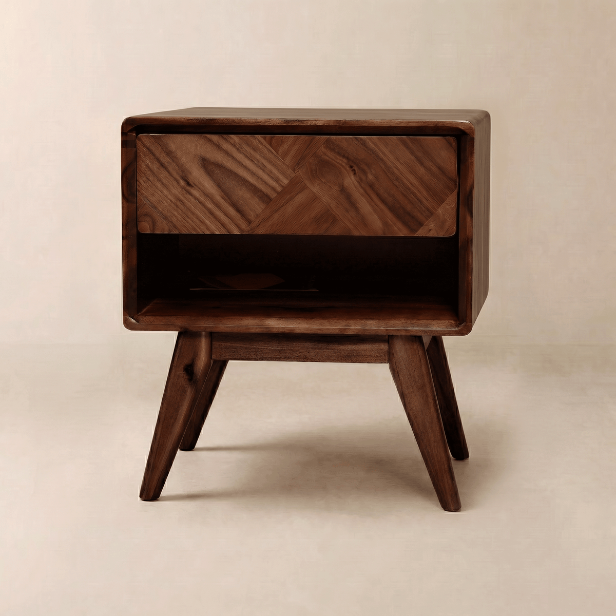 Handcrafted Solid Acacia Wood Nightstand
