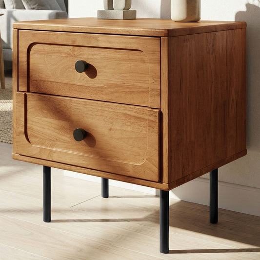 Versatile Solid Wood 2-Drawer Nightstand