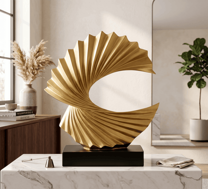 Modern Gold Wave Abstract Sculpture - Home Art Deco