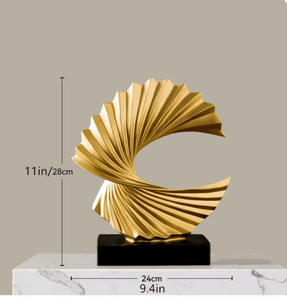 Modern Gold Wave Abstract Sculpture - Home Art Deco