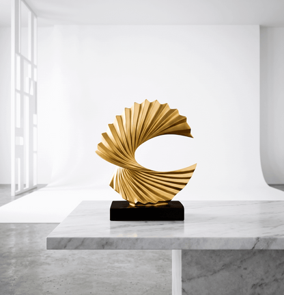 Modern Gold Wave Abstract Sculpture - Home Art Deco