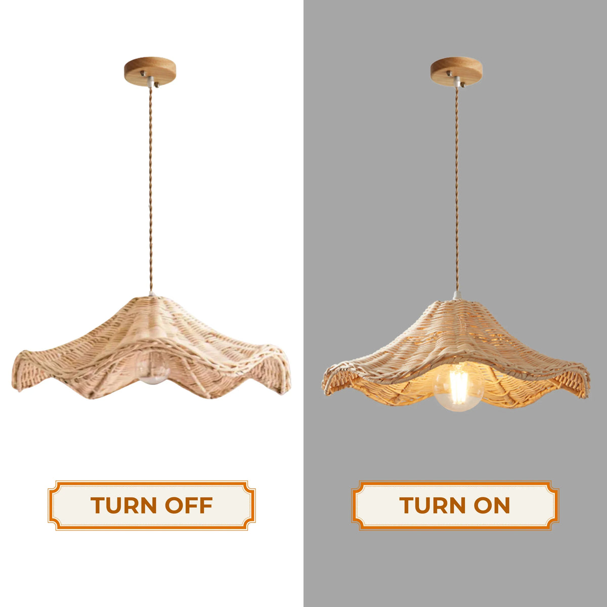 Witch Hat Rattan Pendant Light - Modern Boho Hanging Lamp