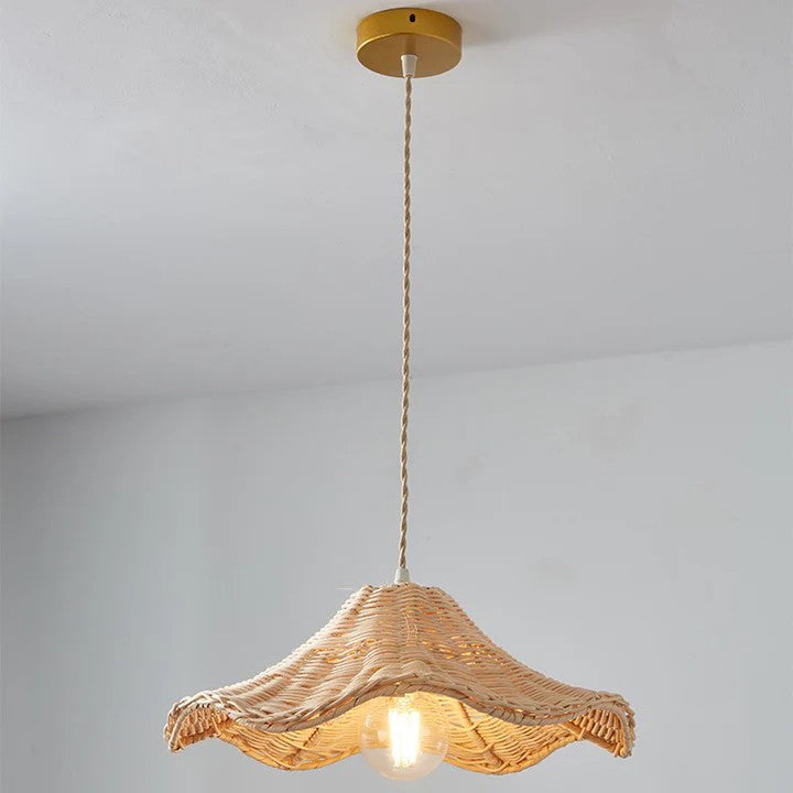 Witch Hat Rattan Pendant Light - Modern Boho Hanging Lamp