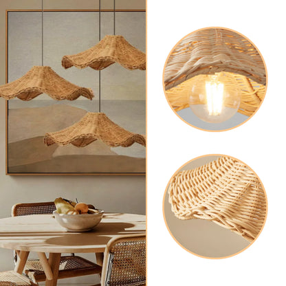 Witch Hat Rattan Pendant Light - Modern Boho Hanging Lamp