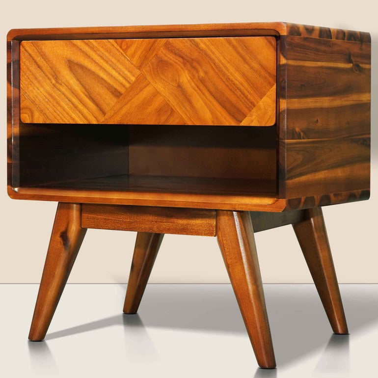 Handcrafted Solid Acacia Wood Nightstand