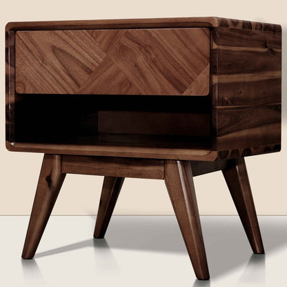 Handcrafted Solid Acacia Wood Nightstand