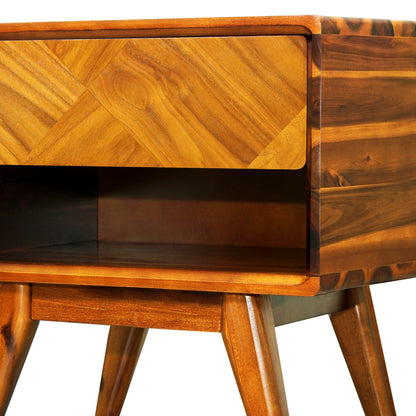 Handcrafted Solid Acacia Wood Nightstand