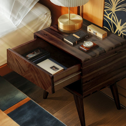 Handcrafted Solid Acacia Wood Nightstand