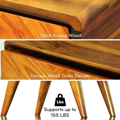 Handcrafted Solid Acacia Wood Nightstand