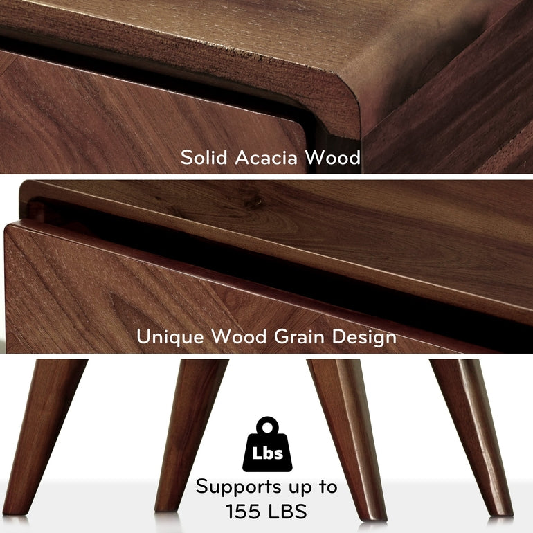 Handcrafted Solid Acacia Wood Nightstand